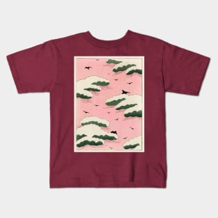 Pink Sky Illustration Design Kids T-Shirt